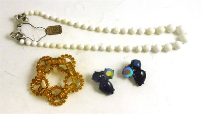 Lot 37 - A Small Quantity of Jewellery, including a yellow paste brooch, Christian Dior by Kramer, a pair of