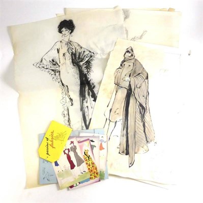 Lot 38 - Circa 1980's Fashion Illustration Sketch worked in black pen, written in pencil 'P23/24...