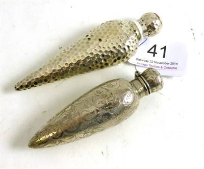 Lot 41 - Hammered Silver Tear Drop Shaped Scent Bottle and Cover, marks rubbed, makers mark 'GW', no...