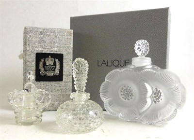 Lot 52 - Lalique France Deux Fleurs Scent Bottle and stopper, in original box, 10cm by 9.5cm; Eric White...