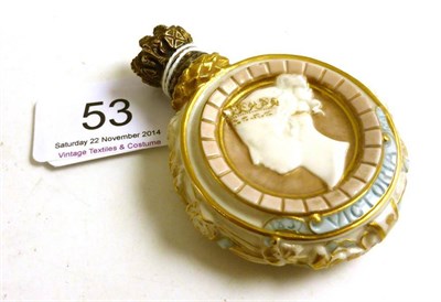 Lot 53 - A Royal Worcester Queen Victoria 1887 Commemorative Scent Bottle and Stopper, with portrait...