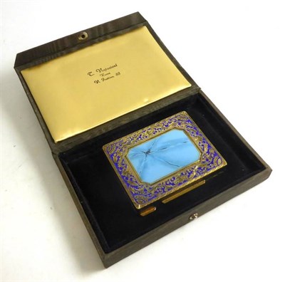 Lot 56 - Italian Silver Gilt and Enamel Decorated Hinged Compact with chased decoration, with impressed...