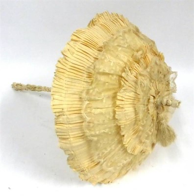 Lot 64 - Early 19th Century Ivory Handled Parasol carved with lily of the valley terminating in a larger...