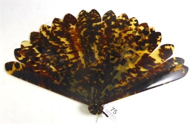 Lot 75 - A Victorian Tortoiseshell Brisee Fan with seventeen sticks and two guards, 23.5cm