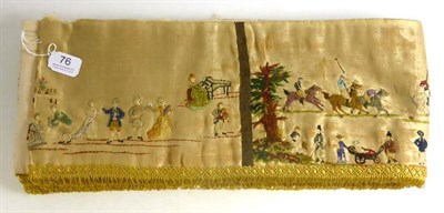 Lot 76 - An Unusual Possibly Colonial 19th Century Silk and Wool Embroidered Figurative Pelmet worked on...