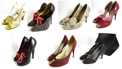 Lot 85 - Assorted Circa 1950's and Later Shoes Heeled Shoes including a pair of Cosmic Snakeskin and...