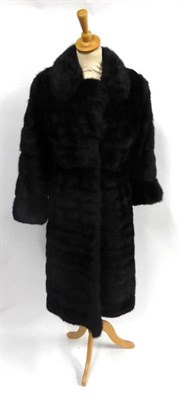 Lot 96 - Black Lynx Coat, three quarter length with fold back trimmed cuffs