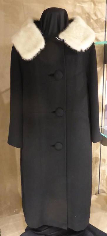 Lot 97 - Circa 1950's Black Opera Coat Reputed to Belong to Gretl Braun with white mink collar, a-line...