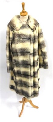 Lot 103 - T B Dawson Blackburn Black and White Striped Mink Full Length Coat, with pleated and brocade...