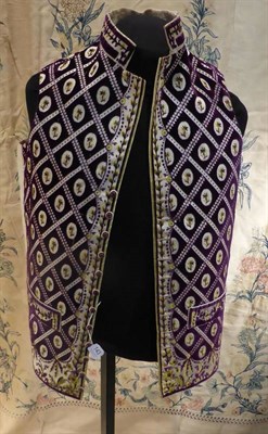 Lot 143 - Late 18th Century Gents Waistcoat Belonging to Cornelius Cayley, in purple and green cut velvet...