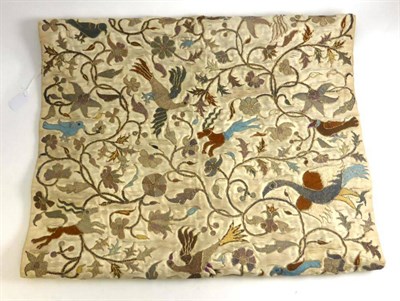 Lot 157 - Early 18th Century Possibly Indo-Portuguese Embroidered Panel worked on a cream silk backing cloth