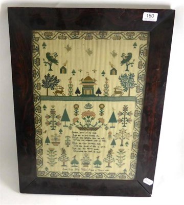 Lot 160 - A Sampler Worked by Jane Lock Aged 11, Dated 1841, worked in silk cross stitch with religious...