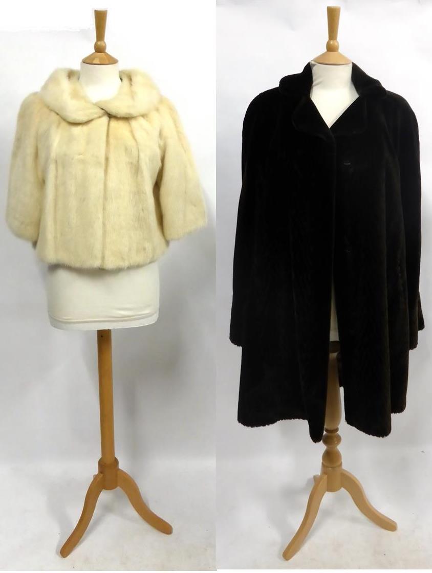 Lot 1062 - White Mink Evening Jacket with three quarter length sleeves; H F Greenfield & Sons London Brown...