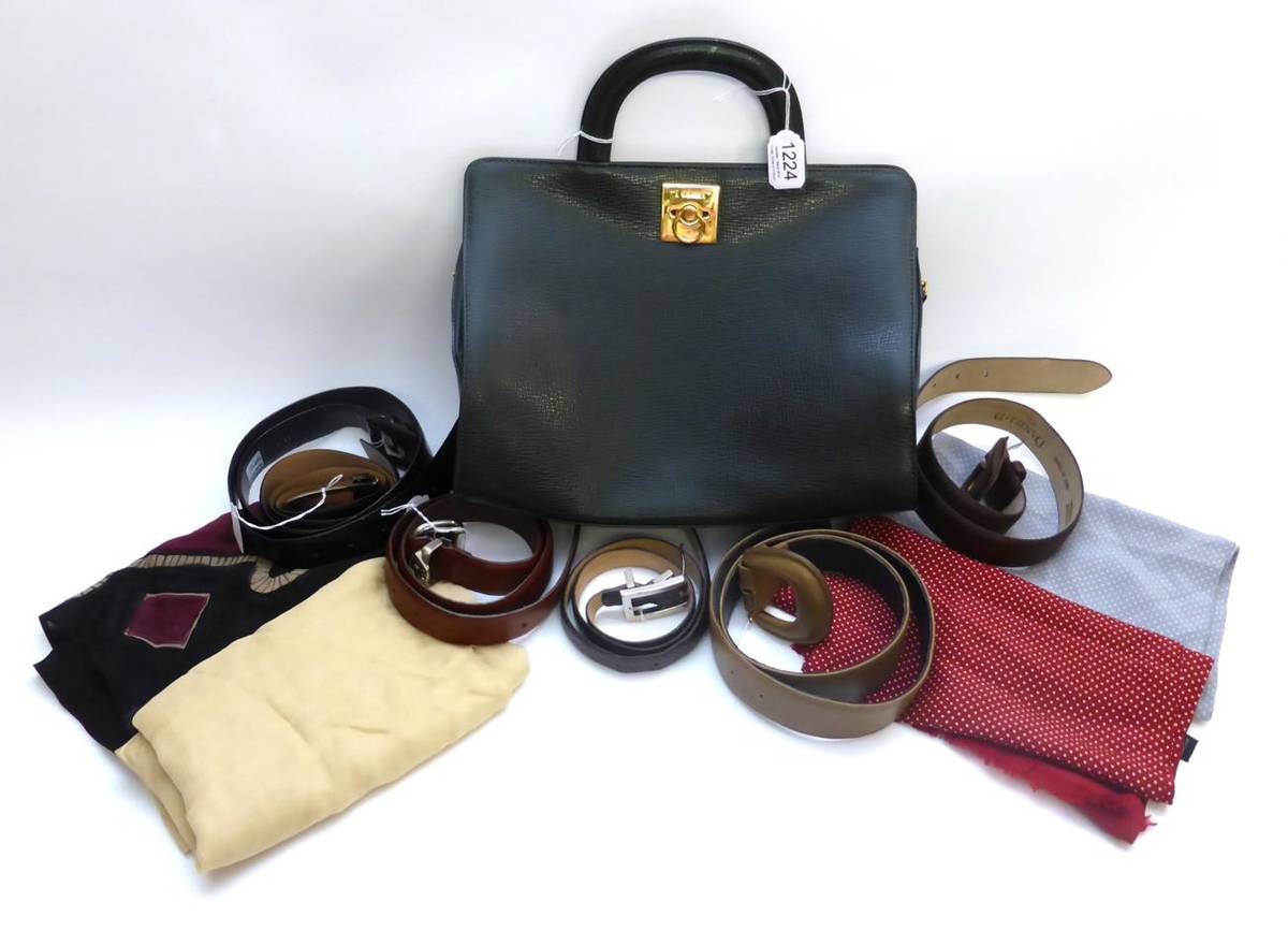 Lot 1224 - Assorted Modern Costume Accessories including Aquascutum leather belt, five others including Armani