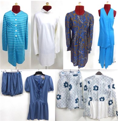 Lot 2007 - Assorted Circa 1960's Costume including Gladrags blue jersey mini dress with lace-up top, zip...