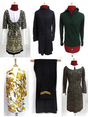 Lot 2011 - Assorted Circa 1960's and Later Costume including black cotton mini dress printed with flowers,...