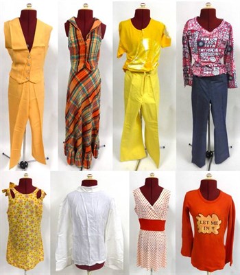 Lot 2016 - Assorted Circa Late 1960's/1970's Costume including Swirla peach two-piece, comprising fitted...