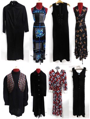 Lot 2017 - Assorted Circa 1960's/1970's Costume including full length black velvet coat; black ";wet...