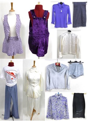 Lot 2023 - Assorted Circa 1960's and 1970's Costume including a Tricel Double Knit white trouser suit,...