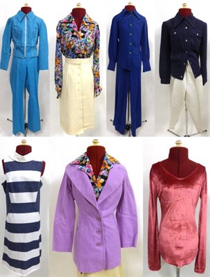 Lot 2025 - Assorted Circa 1960's and 1970's Costume including Canda International trouser suit in royal...