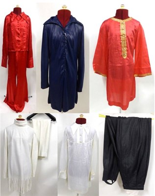 Lot 2028 - Assorted Circa 1960's and 1970's Costume including white jersey two piece, comprising long...