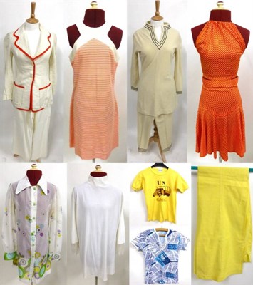 Lot 2029 - Assorted Circa 1960's and 1970's Costume including a Courtelle two piece, comprising orange and...