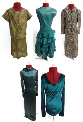 Lot 2041 - Assorted Circa 1970's Evening Wear including a full length tapestry style woven coat with...