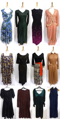 Lot 2053 - Assorted Circa 1970's Full Length Evening Dresses including a Simon Ellis blue lace mounted...