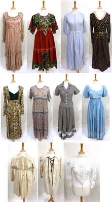 Lot 2055 - Assorted Circa 1970's Cotton Dresses and Separates including a Laura Ashley white cotton gypsy...