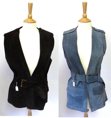 Lot 2059 - Two Circa Late 1960's Suede Waistcoats with buckle belts, epaulettes to the shoulders and...