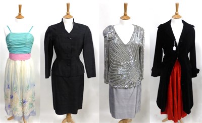 Lot 2061 - Assorted Evening Wear including a Frank Usher grey chiffon long sleeved top mounted with beads...