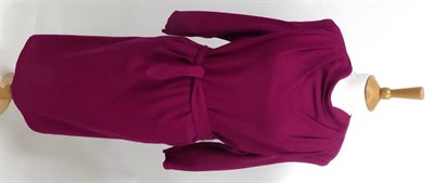 Lot 2062 - Circa Early 1970's Biba Fuschia Coloured Wool Crepe Dress with long sleeves, cowl neckline,...