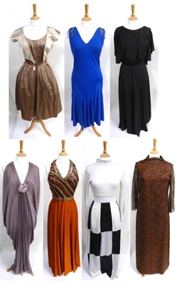 Lot 2069 - Assorted Circa 1960's and 1970's Evening Wear, including a John Marks bronze full length sleeveless