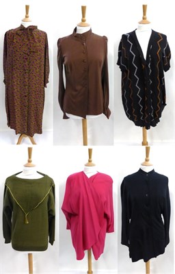 Lot 2074 - Assorted Biba and Jean Muir Costume including a Biba green fleece jumper with 'V' shaped panel...