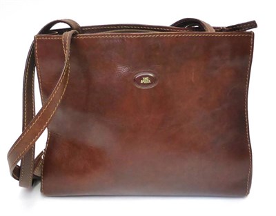 Lot 2165 - The Bridge Dark Tan Leather Shoulder Bag, with zip fastening to the top, 32cm by 25cm