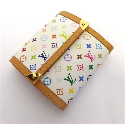 Lot 2166 - Louis Vuitton Monogram Multi Colour Wallet/Purse with leather trim, comprising a coin purse...