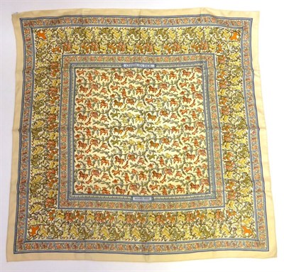 Lot 2180 - Hermes Silk Scarf 'Chasse en Inde' designed by Michel Duchene on a cream ground, 90cm square