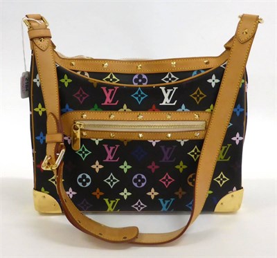 Lot 2184 - Louis Vuitton Monogram Black Multi Colour Shoulder Bag with tan leather studded trims to the...