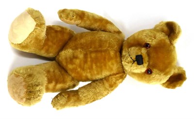 Lot 2001 - Mid 20th Century Jointed Teddy Bear with glass eyes, stitched nose and mouth, growler, stitched...