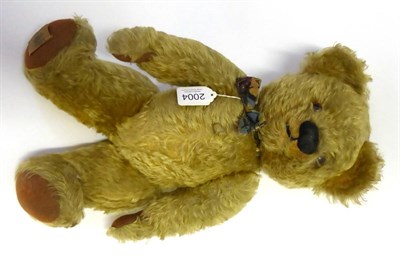 Lot 2004 - Chad Valley Yellow Plush Jointed Teddy Bear with glass eyes, stitched nose with felt paw pads,...