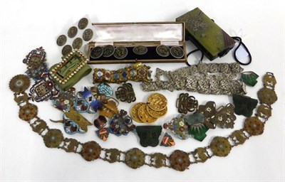 Lot 2044 - Assorted Late 19th/Early 20th Century Buttons, Buckles including a cased set of six figural...