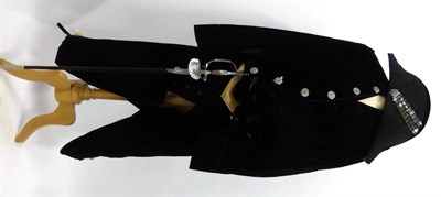 Lot 2049 - 19th Century Dark Blue Velvet Court Suit comprising jacket, waistcoat and breeches with cut...