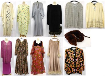 Lot 2078 - Assorted Circa 1970's and Later Evening Wear including a Jean Varon brown and pink patterned...