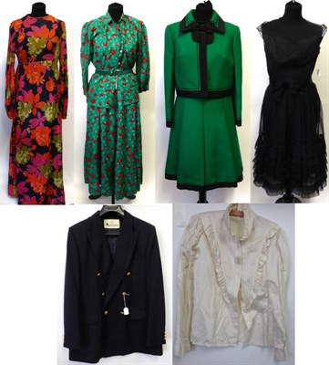 Lot 2083 - Assorted 1960s and Later Costume including a Susan Small black chiffon mounted sleeveless...