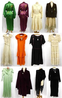 Lot 2089 - Assorted Circa 1930s and Later Costume including a white mounted full length dress with short...