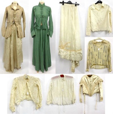 Lot 2093 - Assorted Late 19th Century and Early 20th Century Costume including a cream silk fitted bodice with