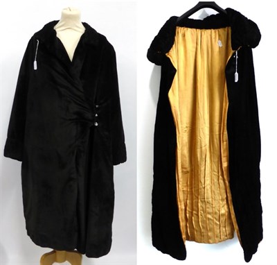 Lot 2095 - Early 20th Century Black Velvet Evening Cape with yellow silk lining and ruched collar with...