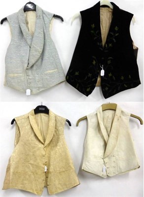 Lot 2110 - Gents Early 19th Century Cream Silk Floral Woven Waistcoat, with cotton lining and reverse;...