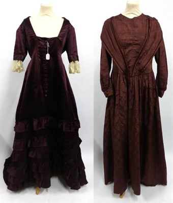 Lot 2117 - Late 19th Century Burgundy Silk Dress bearing label 'Miss Neighbour Court Tailor Notting Hill' with