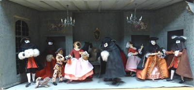 Lot 2126 - Mid 20th Century Diorama From the Dawnay Collection depicting a masquerade ball with seated figures